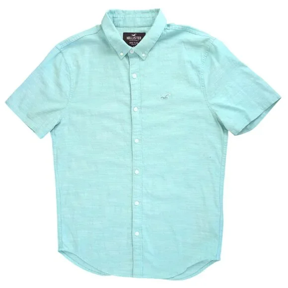 Hollister Aqua Blue Short Sleeve Shirt - Men's Size S - Picture 3 of 8